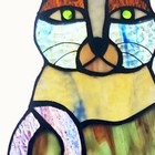 River Of Goods Window Panel  Stained Glass  Purple Crazy Cat Decorative Chain