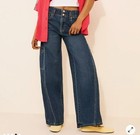 Habitual Wide Leg Cargo Jeans Womens 8 28 High Rise Dark Wash Utility Denim