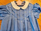 Baby  Toddler Girl Vintage Midcentury Cotton Dress  Blue  Tucks  Spring  Summer