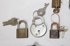 Vintage Small Padlock Lock With Keys Mini Miniature Lot Of 11