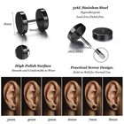 Fibo Steel 6 Pairs Stainless Steel Black Stud Earrings For Men Women Faux Gau   