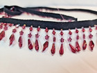1  Purple   Clear Crystal Beaded Fringe Black Trim 37 Inches