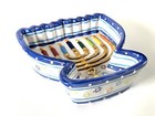 Jewish Hebrew Challah Shabbat Judaism Judaica Israel Tray With 18k Gold Accents