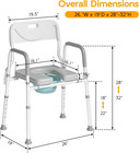 Raised Toilet Seat With Handles And Back 350lb Bedside Commode Chair With Arms  