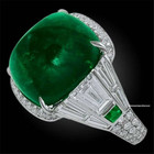 Magnificent And Resplendent Sugar Loaf Colombian 22 00ct Emerald   Clear Cz Ring