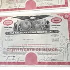 Pan American World Airways  Inc  Stock Certificate - 3- 100 Shares  Circulated