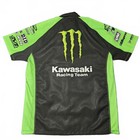 Monster Kawasaki Racing Team Med Pit Shirt Collar Button Short Sleeve Motorcycle