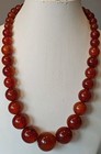 Antique Art Deco Marbled Cherry Orange Cognac Phenolic Bakelite Necklace 62 Gms
