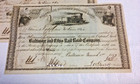 5 - 1859 Baltimore   Ohio Railroad Company Stock Certificates  100 A Share