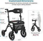 Maxwalk Rollator Walker W seat Adjustab  12  Rubber Wheels All Terrain - Black