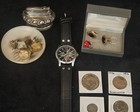 Vintage Men   s Estate Junk Drawer Lot Dior Cufflink Ronson Lighter Hickok   