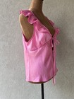 Aritizia Wilfred Bow-tie Blouse Silky Top Ruffle Trim Bubblegum Pink Size Medium
