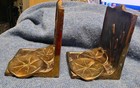 Mcclelland Barclay Art Nouveau Cattail Lily Pad Bronze Bookends Pair Vintage