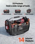 Vevor Tool Bag 16 1 In 33-pocket Open Top Tool Tote Electrical Toolbox With Base