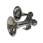Fortpro 3 Round Chrome Trumpet Air Horn - 12 24 Volt Train Horn For Trucks   Sem