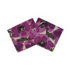 Vintage 60s Vera Neumann Linen Tea Towel - Set Of Two - Purple Floral Print