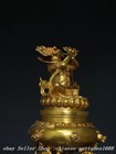 Old Tibet Bronze Gilt  Mahakala Wrathful Deity Buddha Incense Burner Censer