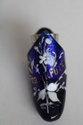 Antique Victorian Frankfurt Cobalt Glass   Enamel  Figural Shoe W  Thimble