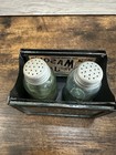 Mason Jar Salt   Pepper Shakers With Caddy Holder Vintage Antique Style Brown