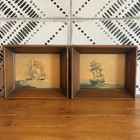 Vtg Miniature Sailing Ship Prints Deep Wood Frames Nautical Maritime Wall Art