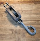 Vintage Block Tackle Pulley Wood   Cast Iron Pulley Boston Lockport    usa