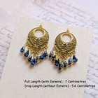 Gold Filigree Dangle Earrings     Vintage Boho Crystal Statement Ethnic Jewelry