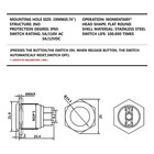  pack Of 2  19mm Momentary Stainless Steel Push Button Switch 12v-250v