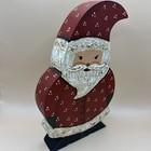 Vtg Hand Carved Wooden Santa Folk Art Christmas Primitive Rustic D  cor 10   