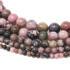 Rhodonite Beads Gemstone Round Loose 4mm 6mm 8mm 10mm 12mm 15  Strand