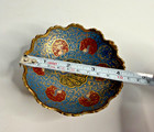 Vintage Indian Brass Enamel Bowl Meenakari Peacock Rajasthan Footed Dish