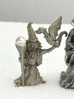 Vintage Pewter Wizard Figure Lot Of 3 W  Dragon - Crystal Ball - Staff 3    Tall
