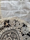 Antique Edwardian Trousseau Wedding Hanky Handerkerchief Lace Linen Satin Purse