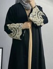 Black Embroidery Open Front Abaya Kaftan Maxi Dress Ramadan Eid Muslim Dress 