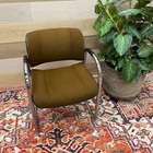 Harter Office Accent Chair Vintage 1970s Brown Mid Century Cantilever Chrome Leg
