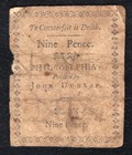 April 10  1777 9d Nine Pence Pennsylvania Colonial Currency Note
