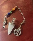 Rock Quartz Pendulum 7 Chakra Gemstone Beads Tibetan Silver Pendant