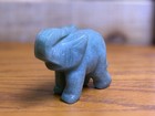 Hand Carved Green Stone Elephant Figurine Trunk Up 3 Inch Lucky D  cor