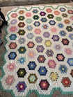 Vtg Grandmothers Flower Garden Quilt Top Hexagon Mosaic 96x84 Ready To Finish