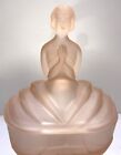 Vintage Art Deco Ballerina Figural Frosted Pink Powder Jar Vanity Box Glass Chip