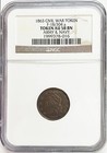1863 Civil War Liberty Head Army   Navy Patriotic Token Fuld   18 304a Ngc Au 58