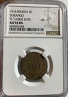 1914 Mexico 5 Centavos Durango E Large Date Ngc Au55 Bn