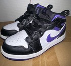 Nike Air Jordan 1 Mid Toddler Size 10c Black White Purple Shoes 640735-095