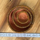 Handwoven African Set Of 3 Sisal Beaded Nesting Baskets Xlnt Condition-orange