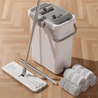 Joymoop Mop   Bucket With Wringer Set  Flat Squeeze Mop  5 Gallon  5 Pads