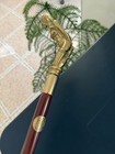 Bronze Lady Sculpture Walking Stick Cane Wood Design Handle Rare Woman Signed