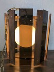 Vintage Mcm Wood And Smoked Lucite Hanging Swag Lamp
