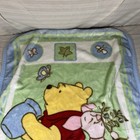 Htf Vtg Disney Winnie Pooh Piglet Green Blue Baby Blanket 30x45 Crown Crafts  E1
