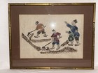 Antique Oriental Block Or Stone Rubbing On Rice Paper In Bamboo Style Frame