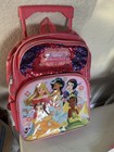 Disney Princess Pink purple Rolling Backpack  Sequins  Bottle Pocket