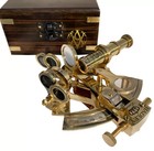 Brass Navigation Compass Working Sextant With Wooden Box Antique Gift For Sailor